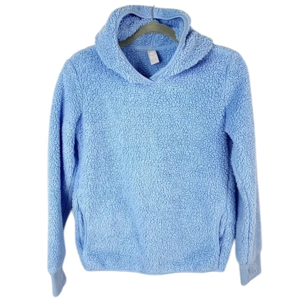 Athleta Girl XL So Snug Sherpa Hoodie Sweatshirt Blue Cozycore